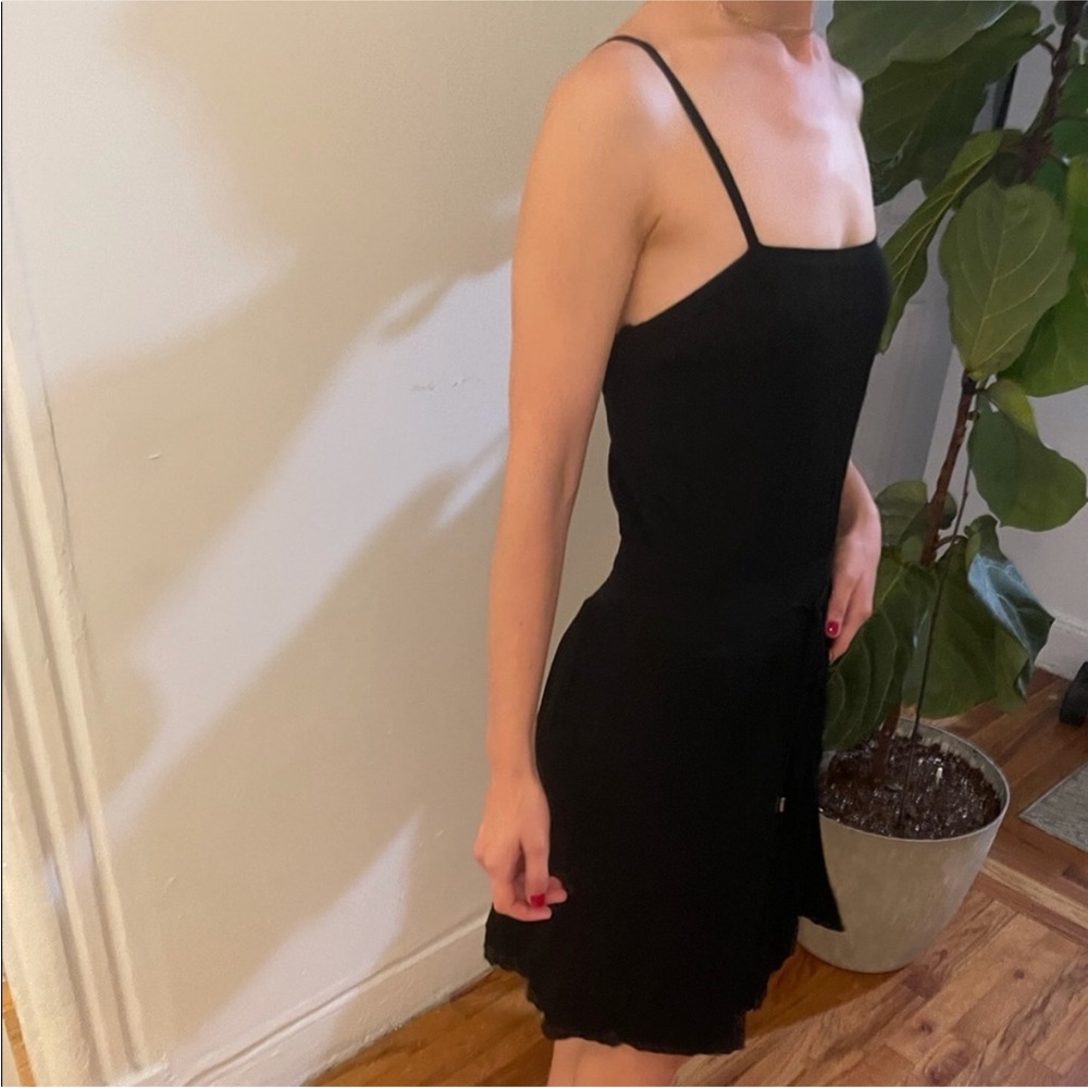 Gucci Black Silky Knit Pleated Drop Waist Strappy Midi Dress Tassel Tie Belt S - Picture 4 of 16